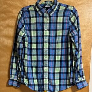 Lands' End Blue, Green & Black Plaid Button-Front Shirt